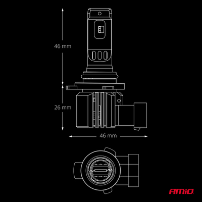 AMiO - Λάμπες LED F26 Pro Series HIR2 9012 12/24V 68W 2900-3550lm 6.000K Full Can-Bus Plug&Play - 2 Τεμ. (04876/AM)
