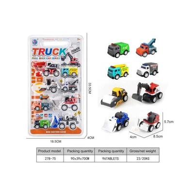 Σετ αυτοκινητάκια με Pull Back - 8pcs - 278-75 - 233158