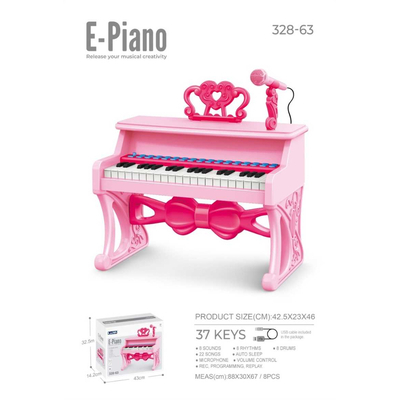 Παιδικό πιάνο mini με μικρόφωνο - 328-6337 - 233101 - Pink