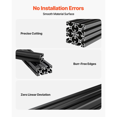 Προφίλ εξώθησης αλουμινίου VEVOR 4PCS 4040, 78,74 ίντσες 2000 mm, γραμμική ράγα ανοδιωμένου αλουμινίου ευρωπαϊκού προτύπου, υψηλής αντοχής, για εξαρτήματα τρισδιάστατων εκτυπωτών και πάγκο εργασίας CNC DIY, μαύρο