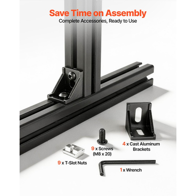 Προφίλ εξώθησης αλουμινίου VEVOR 4PCS 4040, 78,74 ίντσες 2000 mm, γραμμική ράγα ανοδιωμένου αλουμινίου ευρωπαϊκού προτύπου, υψηλής αντοχής, για εξαρτήματα τρισδιάστατων εκτυπωτών και πάγκο εργασίας CNC DIY, μαύρο