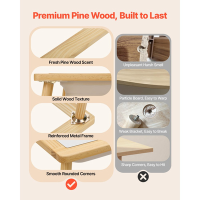 Αισθητηριακό Τραπέζι VEVOR για νήπια, Ξύλινο Παιδικό Τραπέζι Δραστηριοτήτων με Αναστρέψιμη Ταμπλό Διπλής Όψης, Κάδους Αποθήκευσης και Αντιολισθητικά Πόδια, για Αγόρια και Κορίτσια που Παίζουν Άμμο και Νερό, Σχεδιάζουν, Σπουδάζουν, Τρώνε