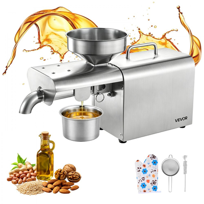 Μηχανή πρέσας λαδιού VEVOR, χωρητικότητας 3,75KG/H, μηχανή εξαγωγής λαδιού 750W, αυτόματη ηλεκτρική μηχανή λαδιού για οικιακή επαγγελματική χρήση, θερμή συμπίεση 50℃-300℃ για φιστίκια, σουσάμι, σόγια, αμύγδαλα