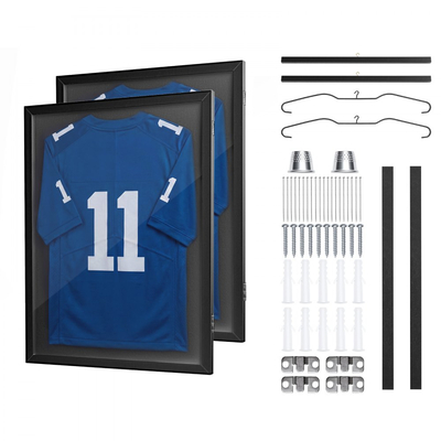 Βιτρίνα βιτρίνας VEVOR Jersey Frame, 79,5x 59x 4 cm, Ξύλινο κουτί σκιών για αθλητική φανέλα με 98% προστασία από την υπεριώδη ακτινοβολία, με πάνελ και κρεμάστρα PC, μαγνητική κλειδαριά, για στολή μπέιζμπολ, μπάσκετ, ποδοσφαίρου, χόκεϊ, 2 τεμάχια