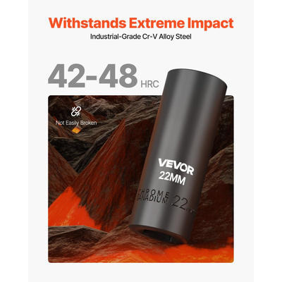 Σετ καρυδάκια VEVOR Impact, με κίνηση 3/8", σετ καρυδάκια 48 τεμαχίων, καρυδάκια 6 σημείων, SAE 5/16"-3/4" και μετρικά 8-19 mm, 21-22 mm, εύκολα αναγνωρίσιμα, κράμα χάλυβα Cr-V, ράβδος επέκτασης, προσαρμογέας και κλουβί αποθήκευσης