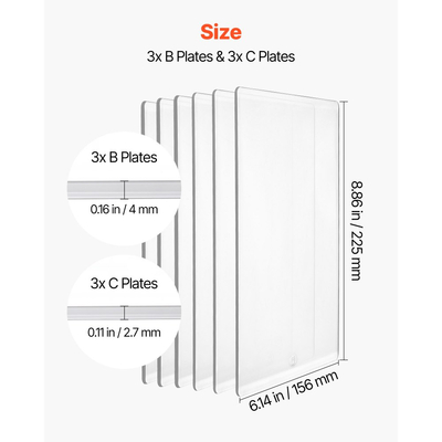 Πλάκες κοπής VEVOR, 6 τεμάχια, 225 x 156 mm, Διαφανές πολυανθρακικό υλικό, Πέλματα κοπής συμβατά με τη μηχανή κοπής και ανάγλυφης εκτύπωσης VEVOR KM-1860, για Scrapbooking, δημιουργία καρτών, χειροτεχνίες