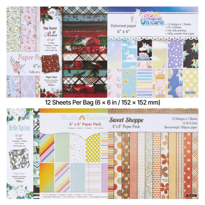 Χαρτί Scrapbooking VEVOR, 72 φύλλα, σετ χαρτιού με ανάμεικτα ειδικά σχέδια 152 mm για μηχανή κοπής και ανάγλυφης εκτύπωσης VEVOR, ζωηρό χρώμα, για διακοσμήσεις, scrapbooking, κατασκευή καρτών και χειροτεχνίες DIY