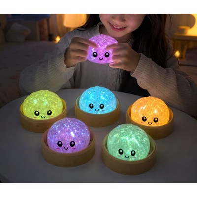 Παιχνίδι Squishy Dumpling Antistress φατσούλα με φωτισμό - 8.5cm - Πακέτο 12 τεμαχίων - 884983