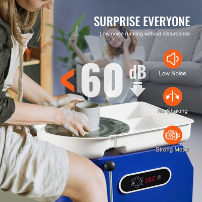 Τροχός κεραμικής VEVOR, 450W, μηχανή σχηματισμού τροχών από πηλό 11 ιντσών, ρυθμιζόμενη ταχύτητα 60-300 σ.α.λ. με λαβή και πεντάλ, αποσπώμενη λεκάνη ABS, κιτ αξεσουάρ για ενήλικες και αρχάριους χειροτεχνίας DIY, μπλε