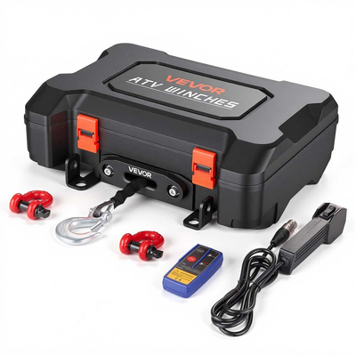 Φορητό βαρούλκο VEVOR, ηλεκτρικό βαρούλκο 1587 kg 12V DC με συνθετικό σχοινί, ασύρματα και ενσύρματα τηλεχειριστήρια, κιτ ανάκτησης τύπου κουτιού με Fairlead, γάντζο Clevis, ιμάντα για εργασίες έλξης ATV UTV εκτός δρόμου σε εξωτερικούς χώρους