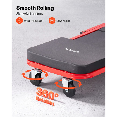 Πτυσσόμενος μηχανικός κύλινδρος VEVOR 920mm 3 σε 1, κύλινδρος γκαράζ Z-Creeper, κυλιόμενος κύλινδρος κάτω από αυτοκίνητο 150kg με 6 περιστρεφόμενους τροχούς, επενδεδυμένο προσκέφαλο, ξαπλώστε ή καθίστε για επισκευή αυτοκινήτου