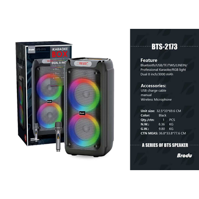 Φορητό ηχείο subwoofer με μικρόφωνο Karaoke - 8" - BTS-2173 - 721735