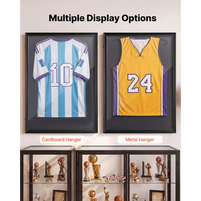 Βιτρίνα βιτρίνας VEVOR Jersey Frame, 92,5 x 71,8 x 4 cm, Ξύλινο κουτί σκιών για αθλητική φανέλα με προστασία 98% UV από την υπεριώδη ακτινοβολία, με μαγνητική κλειδαριά για μπλούζα μπέιζμπολ, μπάσκετ, ποδοσφαίρου, χόκεϊ, στολή