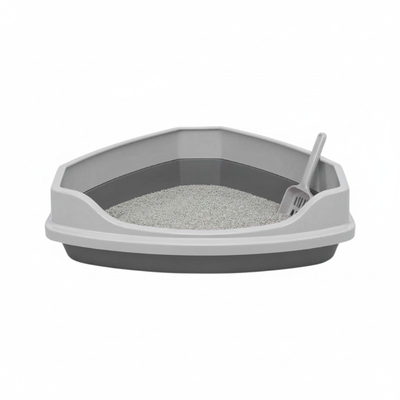 Γωνιακή λεκάνη γάτας ανοιχτή - 58x45x40cm - 007887 - Grey