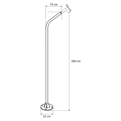 GLOBOSTAR® URBANO-280 GLB-000-0007 Μεταλλικός Γαλβανισμένος Στύλος Φωτισμού για Φωτοβολταϊκό Φωτιστικό Δρόμου Εξωτερικού Χώρου - Ασημί Γαλβανιζέ - Μ84 x Π25 x Υ280cm