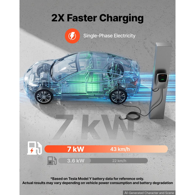 Σταθμός φόρτισης ηλεκτρικού οχήματος VEVOR 7kW μονοφασικός φορτιστής EV 5M, για όλα τα ηλεκτρικά και PHEV οχήματα, 230V AC οικιακός επιτοίχιος φορτιστής αυτοκινήτου τύπου 2, ρεύμα 32A, με τηλεχειριστήριο APP και ένδειξη LED, IP65