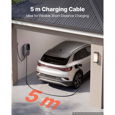 Σταθμός φόρτισης ηλεκτρικού οχήματος VEVOR 11kW τριφασικός φορτιστής EV 5M, για όλα τα ηλεκτρικά και PHEV οχήματα, 400V AC οικιακός επιτοίχιος φορτιστής αυτοκινήτου τύπου 2, ρεύμα 16A, με τηλεχειριστήριο APP και ένδειξη LED, IP65