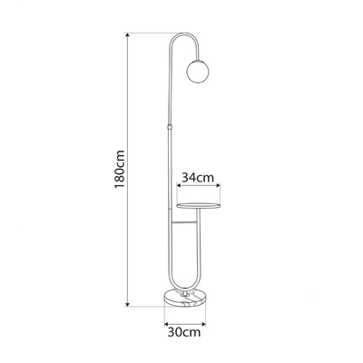 kelvo® CORDELIA KLV-102-0005 Επιδαπέδιο Φωτιστικό για Λάμπα με Ντουί 1 x E27 AC 220-240V IP20 - Μαύρο Ματ & Λευκό - Μ30 x Π34 x Υ180cm