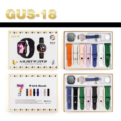 Σετ Smartwatch με αναλογικό ρολόι και 7 λουράκια - GUS-18 - 260196 - Black