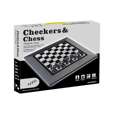 Επιτραπέζιο παιχνίδι 2in1 μαγνητικό - Σκάκι & Checkers - QX8618 - 232550