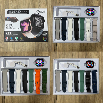 Σετ Smartwatch με 7 λουράκια - S13 - 260318 - Black