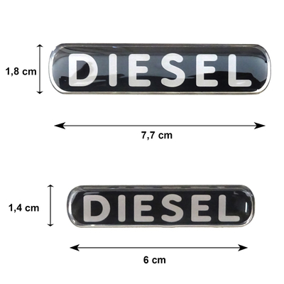 DIESEL ΑΥΤΟΚΟΛΛΗΤΑ 7,7 Χ 1,8 cm / 6 x 1,4 cm ΜΑΥΡΟ/ΧΡΩΜΙΟ ΜΕ ΕΠΙΚΑΛΥΨΗ ΕΠΟΞΕΙΔΙΚΗΣ ΡΥΤΙΝΗΣ - 4 ΤΕΜ.