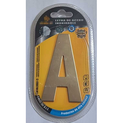 Αυτοκόλλητη μεταλλική πινακίδα γράμμα A - 12cm - Σετ 12 τεμάχια - 204506