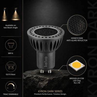 kelvo® KYRON DARK 60° KLV-103-0011 Σποτ GU10 MR16 με Honeycomb Anti-Glare Reflector LED 7W 840lm CRI (Ra) ≥ 90 60° AC 220-240V IP20 Φυσικό Λευκό 4500K Dimmable - Bridgelux COB Chip - Γκρι Ανθρακί & Μαύρο Ματ - Μ5 x Π5 x Υ5.7cm - 3 Χρόνια Εγγύηση