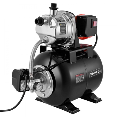 Αντλία ρηχού φρεατίου VEVOR 1 HP με δεξαμενή πίεσης, 230V 3750 LPH, Αντλία άρδευσης με ακροφύσιο από ανοξείδωτο χάλυβα με δεξαμενή 19 λίτρων, αυτόματο σύστημα ενίσχυσης νερού, διακόπτης πίεσης 1,4-2,8 bar, για γκαζόν σπιτιού, κήπου