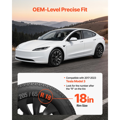 Καλύμματα τροχών VEVOR για Tesla Model 3 2017-2023, Σετ καλύμματος τροχών 4 τροχών 18 ιντσών, αντικατάσταση OEM, καλύμματα τροχών αυτοκινήτου με κούμπωμα μεγέθους R18, καλύμματα ζαντών ελαστικών ABS 10 ακτίνων, ματ μαύρο