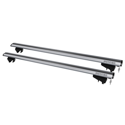 MENABO ΜΠΑΡΕΣ ΟΡΟΦΗΣ ΑΛΟΥΜΙΝΙΟΥ LINCE SILVER 120 cm ΣΕ ΑΣΗΜΙ ΧΡΩΜΑ ΓΙΑ Ford Fiesta VII Active 5 doors 2018> ΜΕ FLUSH RAILS - 2 ΤΕΜ. (8890/MB)