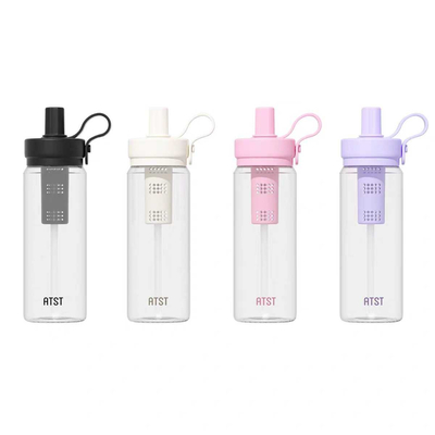 Φορητό παγούρι πλαστικό με καλαμάκι - 750ml - 413234 - Purple