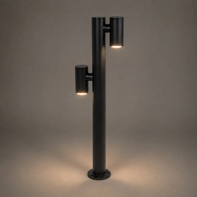 GLOBOSTAR® STEM GLB-103-0013 Φωτιστικό Κολωνάκι Κήπου LED 24W 2160lm 60° AC 220-240V Αδιάβροχο IP65 Θερμό Λευκό 2700K - Sanan SMD Chip - Μαύρο Ματ - Μ12 x Π25 x Υ80cm - 3 Χρόνια Εγγύηση