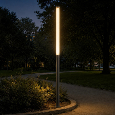 GLOBOSTAR® AXOR GLB-103-0015 Φωτιστικό Urban Πλατείας/Πάρκου LED 50W 4500lm 360° AC 220-240V Αδιάβροχο IP65 Θερμό Λευκό 2700K - Sanan SMD Chip - Γκρι Ανθρακί Ματ - Μ20 x Π20 x Υ300cm - 3 Χρόνια Εγγύηση