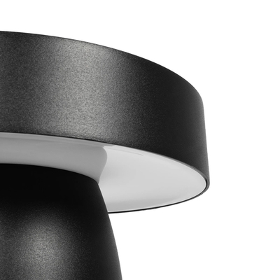 GLOBOSTAR® MUSH GLB-103-0016 Φωτιστικό Κολωνάκι Κήπου LED 12W 1080lm 90° AC 220-240V Αδιάβροχο IP65 Θερμό Λευκό 2700K - Sanan SMD Chip - Μαύρο Ματ - Μ18 x Π18 x Υ15cm - 3 Χρόνια Εγγύηση