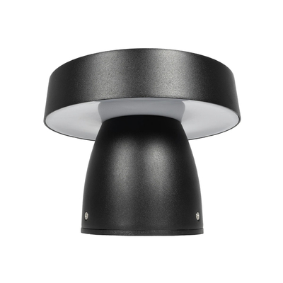 GLOBOSTAR® MUSH GLB-103-0016 Φωτιστικό Κολωνάκι Κήπου LED 12W 1080lm 90° AC 220-240V Αδιάβροχο IP65 Θερμό Λευκό 2700K - Sanan SMD Chip - Μαύρο Ματ - Μ18 x Π18 x Υ15cm - 3 Χρόνια Εγγύηση