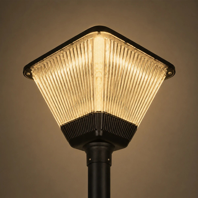 GLOBOSTAR® TOPIS GLB-103-0021 Φωτιστικό Κεφαλής Post Top Πλατείας/Πάρκου/Κήπου LED 50W 4500lm 360° AC 220-240V Αδιάβροχο IP65 Θερμό Λευκό 2700K - Sanan SMD Chip - Μαύρο Ματ - Μ45 x Π45 x Υ40cm - 3 Χρόνια Εγγύηση