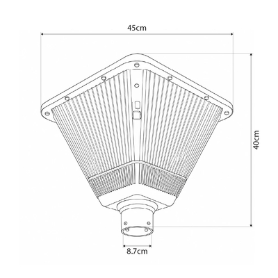 GLOBOSTAR® TOPIS GLB-103-0021 Φωτιστικό Κεφαλής Post Top Πλατείας/Πάρκου/Κήπου LED 50W 4500lm 360° AC 220-240V Αδιάβροχο IP65 Θερμό Λευκό 2700K - Sanan SMD Chip - Μαύρο Ματ - Μ45 x Π45 x Υ40cm - 3 Χρόνια Εγγύηση