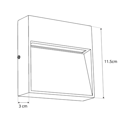 GLOBOSTAR® STEPINI GLB-103-0035 Φωτιστικό Σκαλοπατιού / Διαδρόμου LED 3W 270lm 45° AC 220-240V Αδιάβροχο IP65 Θερμό Λευκό 2700K - Sanan SMD Chip - Μαύρο Ματ - Μ11.5 x Π3 x Υ11.5cm - 3 Χρόνια Εγγύηση