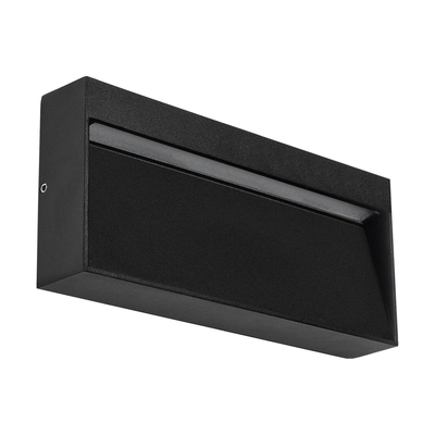 GLOBOSTAR® STEPINI GLB-103-0036 Φωτιστικό Σκαλοπατιού / Διαδρόμου LED 9W 810lm 45° AC 220-240V Αδιάβροχο IP65 Θερμό Λευκό 2700K - Sanan SMD Chip - Μαύρο Ματ - Μ20 x Π3 x Υ9cm - 3 Χρόνια Εγγύηση