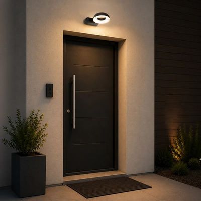 GLOBOSTAR® LINEART GLB-103-0037 Φωτιστικό Τοίχου / Απλίκα LED 12W 1080lm 120° AC 220-240V Αδιάβροχο IP65 Θερμό Λευκό 2700K - Sanan SMD Chip - Μαύρο Ματ - Μ16 x Π20 x Υ15cm - 3 Χρόνια Εγγύηση