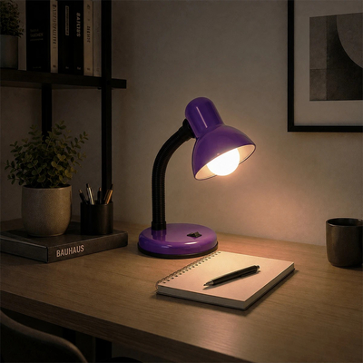 GLOBOSTAR® STUDENT GLB-102-0014 Μοντέρνο Επιτραπέζιο Φωτιστικό Πορτατίφ με Ντουί 1 x E27 AC 220-240V IP20 - Μωβ & Μαύρο - Μ14 x Π14 x Υ32cm