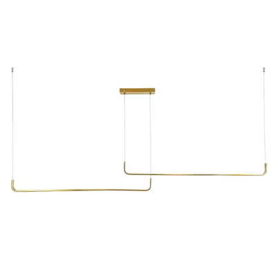 kelvo® LINARIA KLV-101-0260 Κρεμαστό Φωτιστικό Οροφής LED 72W 7200lm 180° AC 220-240V IP20 Ρυθμιζόμενο Λευκό CCT με Χειριστήριο από 2700K έως 6000K Dimmable - Lumileds SMD Chip - Σατινέ Χρυσό Βούρτσας - Μ220 x Π4 x Υ25cm - 3 Χρόνια Εγγύηση
