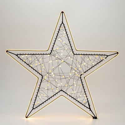 ΦΩΤΙΖΟΜΕΝΟ ΑΣΤΕΡΙ 48x45cm, 100 MINI LED, ΜΕΤΑΣΧΗΜΑΤΙΣΤΗ, ΜΑΥΡΟΣ ΜΕΤΑΛΛΙΚΟΣ ΣKEΛETOΣ, ΜΑΥΡΟ ΧΑΛΚΙΝΟ ΚΑΛΩΔΙΟ, ΘΕΡΜΟ ΛΕΥΚΟ LED, ΘΕΡΜΗ ΛΕΥΚΗ COB ΤΑΙΝΙΑ LED 1.7m, ΠΡΟΕΚΤΑΣΗ ΠΑΡΟΧΗΣ 3m, IP44