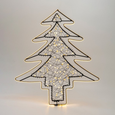 ΦΩΤΙΖΟΜΕΝΟ ΔΕΝΤΡΟ 37x45cm, 100 MINI LED, ΜΕΤΑΣΧΗΜΑΤΙΣΤΗ, ΜΑΥΡΟΣ ΜΕΤΑΛΛΙΚΟΣ ΣKEΛETOΣ, ΜΑΥΡΟ ΧΑΛΚΙΝΟ ΚΑΛΩΔΙΟ, ΘΕΡΜΟ ΛΕΥΚΟ LED, ΘΕΡΜΗ ΛΕΥΚΗ COB ΤΑΙΝΙΑ LED 2m, ΠΡΟΕΚΤΑΣΗ ΠΑΡΟΧΗΣ 3m, IP44