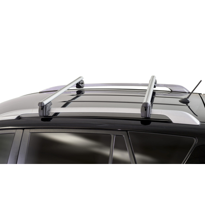 MENABO ΜΠΑΡΕΣ ΟΡΟΦΗΣ ΑΛΟΥΜΙΝΙΟΥ SHERMAN SILVER 120 cm ΣΕ ΑΣΗΜΙ ΧΡΩΜΑ ΓΙΑ Skoda Enyaq 5 doors 2020> ΜΕ RAISED RAILS (Παράλληλες Μπάρες με Κενό) - 2 ΤΕΜ. (9590/MB)