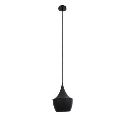 Zeno Black Drop - Κρεμαστό Μονόφωτο E27 Μοντέρνο Μέταλλο Μαύρο Καμπάνα - Μ24 x Π24 x Υ30cm