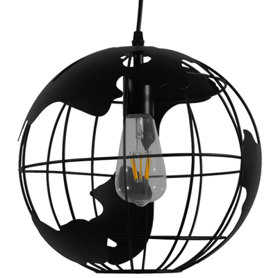 Atlas Sphere - Κρεμαστό E27 Industrial Μέταλλο Μαύρο Πλέγμα - Μ30 x Π30 x Υ30cm