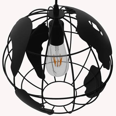 Atlas Sphere - Κρεμαστό E27 Industrial Μέταλλο Μαύρο Πλέγμα - Μ30 x Π30 x Υ30cm