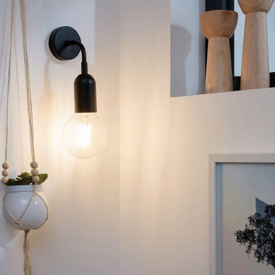 Urban Minimal - Επιτοίχιο Μονόφωτο E27 Μοντέρνο Μέταλλο Μαύρο Minimal - Μ10 x Π7 x Υ16cm